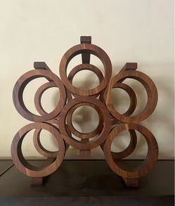 Vintage Mid Century Kustom Kraft Walnut Wine Rack