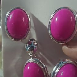 .925 Silver Earrings Ring And Necklace 
