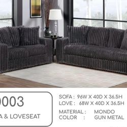 2 Pcs Living Room Set (Sofa + Love Seat