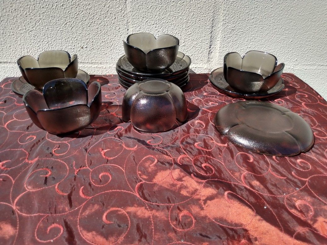 Rosenthal Smoke Glass Dessert Set