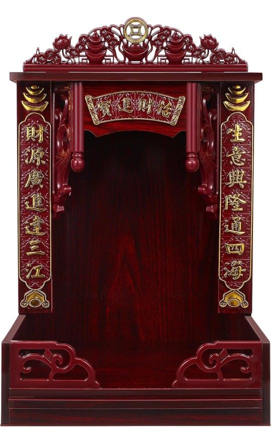 Wall-Mounted Shrine Altar Pet Ashes House Pooja Table Guan Gong Guanyin Buddha Statue Offering Table Buddha Shelf Statue Stand Wood Mandir Household W