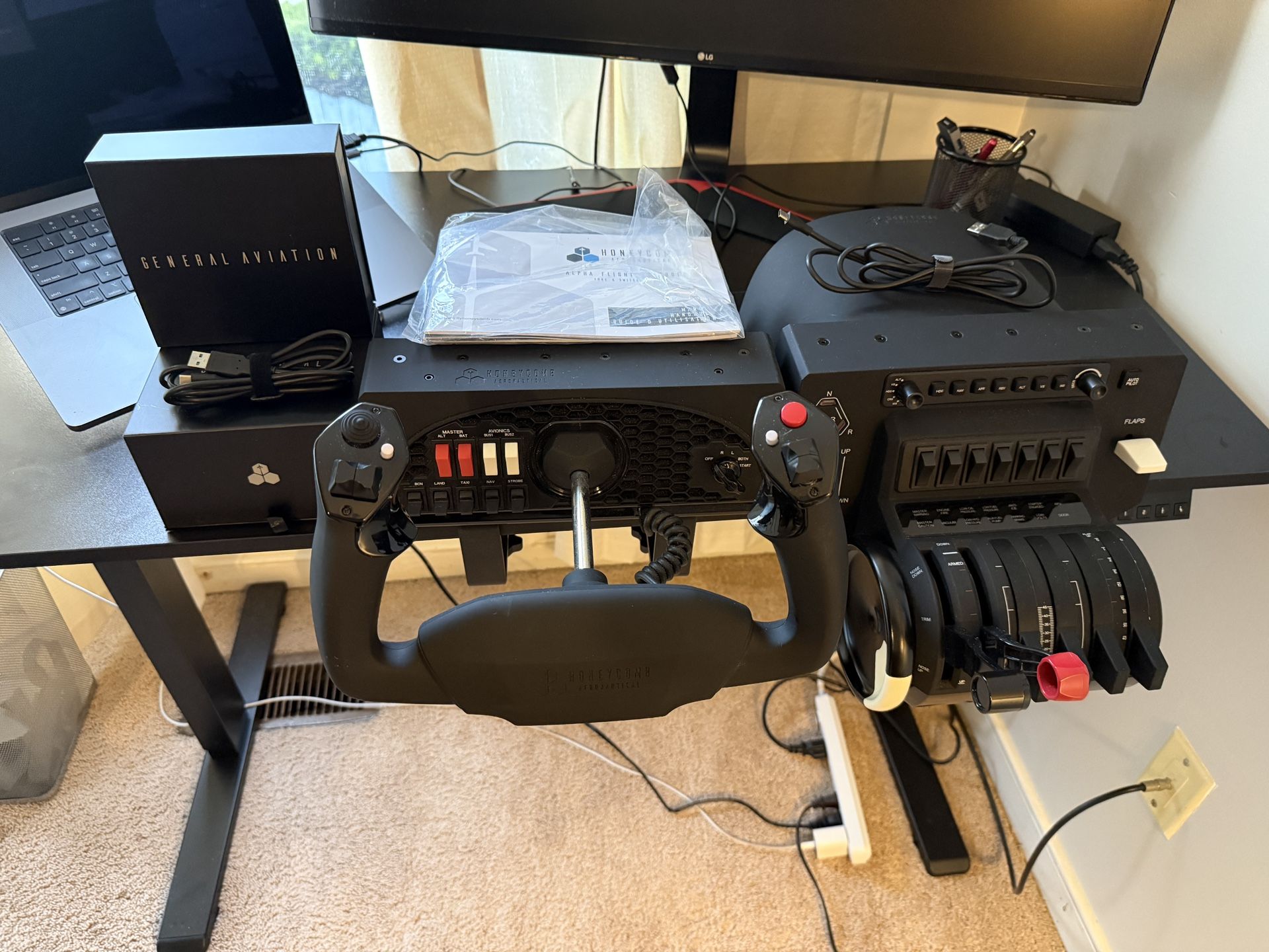 Flight Simulator Hardware Bundle – Honeycomb Alpha + Honeycomb Bravo + Logitech Rudder Pedals