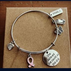 Breast Cancer Awareness Charm Bracelet 