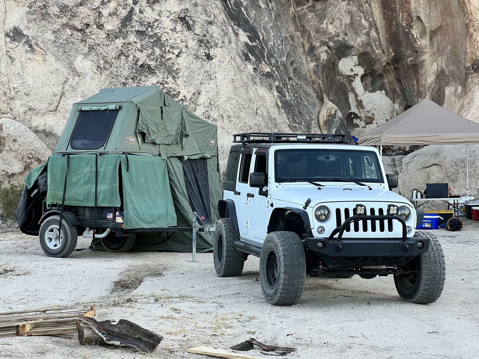 Rooftop Tent And Utility Trailer Camper