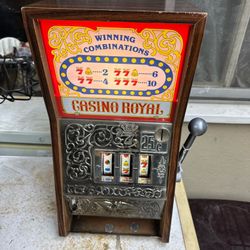 RARE Vintage CASINO ROYAL Toy Slot Machine Bank 1970s. No Box. Sold As Is