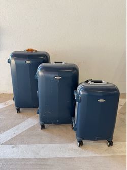 Samsonite Hard Shell Luggage Set 3-Piece Spinner Suitcases Blue TSA Lock