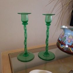 Antique Green Candle Sticks