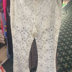 Off White Bell Bottom Lace Pants  beautiful 