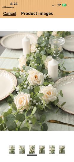 Anna's Whimsy 5.91FT Artificial Eucalyptus Greenery with Flowers, Fake Rose Gypsophila for Wedding Spring Home Party Decor