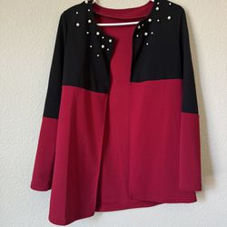 New Summer Coat For Woman It’s Very Beautiful And Good Quality, Black And Dark Red Color  Size Small 