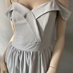 Light Grey Prom Gown wedding Guest Dress 36 XS S