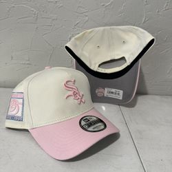 MLB New Era Chicago White Sox Off White Pink 95th Anniversary Patch 9forty A Frame SnapBack Hats 