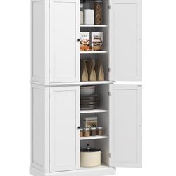 Assembled New 73” Kitchen Pantry Cabinet Freestanding Modern Farmhouse Kitchen Storage Cabinet 