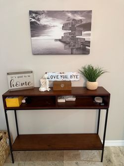 Wood and Metal Console Table with Shelves