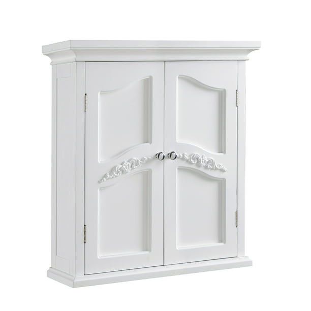 Teamson Home Versailles Wooden Wall Cabinet with 2 Shelves, White