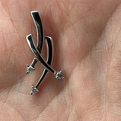 Sterling Silver Pendant With 3 Diamonds 