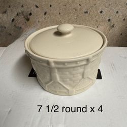 Longaberger Woven Traditions Ivory Drum Storage Crock with Lid,