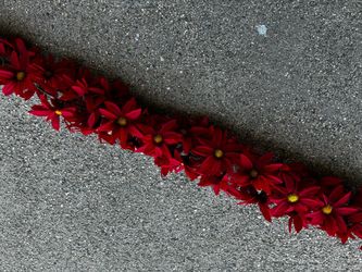 Red daisy chain silk floral garland