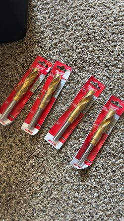 4 for a $100 or $30 each Milwaukee Titanium Metal Drill Bits – Lot of 4