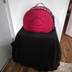 Red Soft-Shell Pet Carrier – Paw Print Design - Like NEW only $25