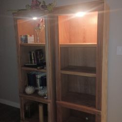Two Lighted Bookshelves