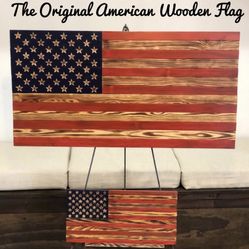 Wooden American flags