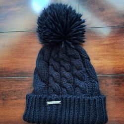 Michael Kors Black Knit Beanie with Pom Pom