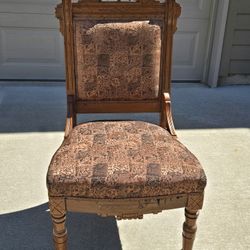 Antique Eastlake Style Victorian Parlor Chair Carved Walnut Accent Chair