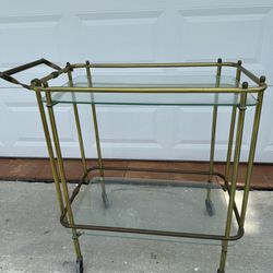 Vintage Antique Tea Cart Bar Cart Brass And Glass