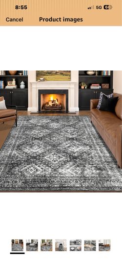 3 rug combo 5x7, 2.6x8, 2x6 MIULEE 5x7 Vintage Living Room Rug Washable Area Rugs Low Pile Floor Mat for Bedroom Dining Room Non-Slip Stain Resistant 