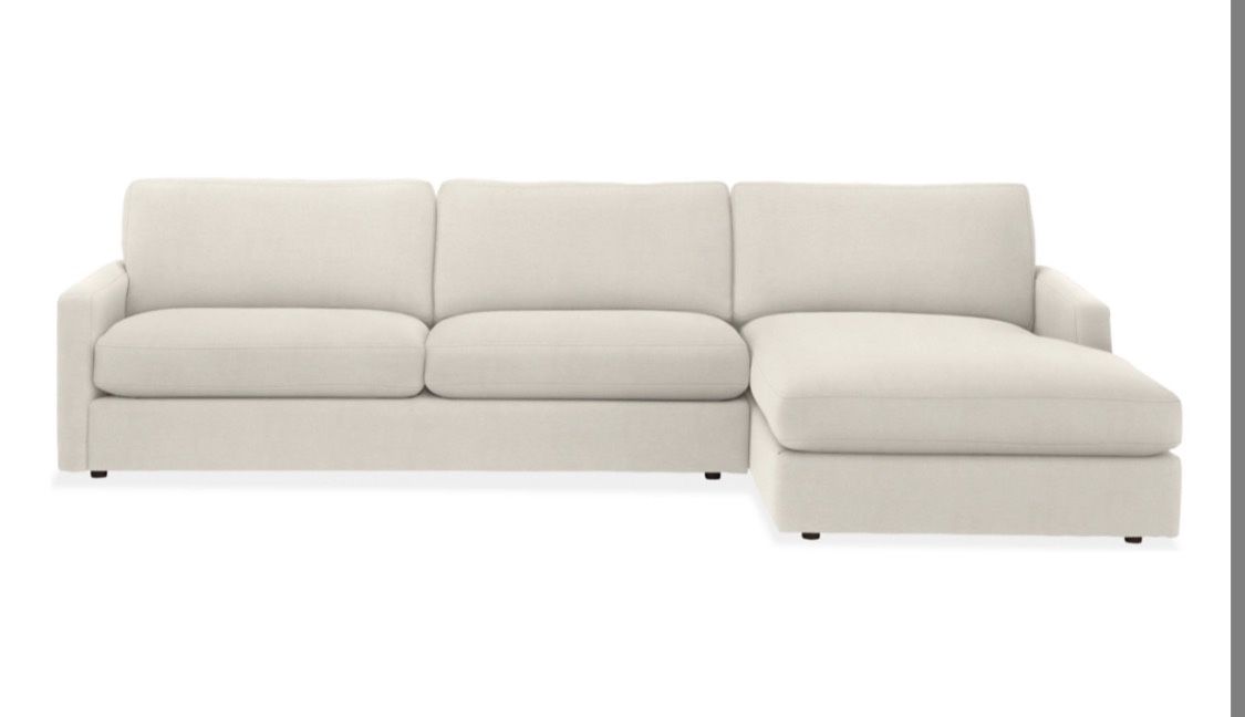 Room & Board Linger Deep 116" Sofa with Right-Arm Chaise in Sumner Fabric