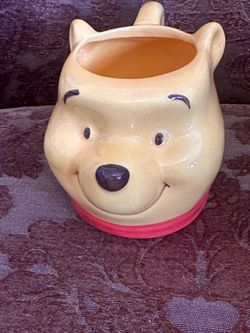 Disney Winnie The Pooh Sculpted Head Mug Yellow Ceramic Character Cup