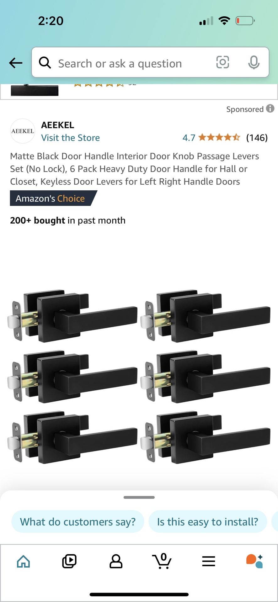 Door Handle - Brand New 6 Count