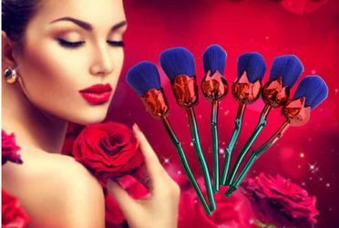 6pcs rose flowers shape makeup brush set