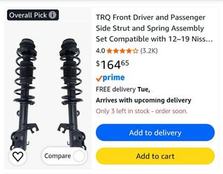 TRQ Front Driver and Passenger Side Strut and Spring Assembly Set