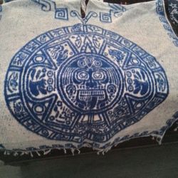 Brand New Blue/White Aztec Pancho