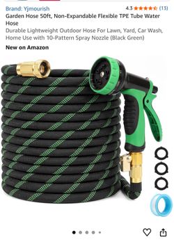 Garden Hose 50ft, Non-Expandable Flexible TPE Tube Water Hose