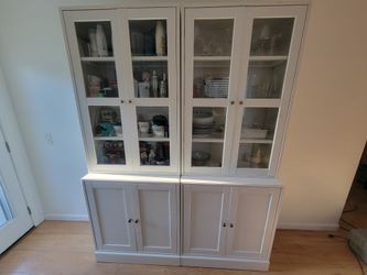 2 IKEA (HAVSTA) Kitchen Storage combination cabinets w/glass doors, white