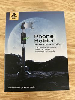 MAGIC JOHN Car Phone Holder, Ultra-Durable Mteal Phone Holders for Your Car, 360° Rotation Cell Phone Car Mount for Windshield, Suction Cup Car Phone 