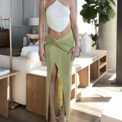 SHEIN Olive Maxi Slit Skirt