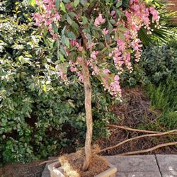 7FT ARTIFICIAL  PINK BLOOMING TREE W Crate 
