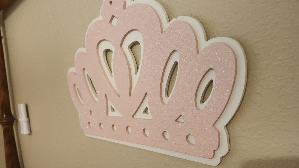 Sparkly Pink Crown Wall Decor 