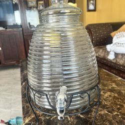 Jarrón Para Agua De Vidrio Y Su Base 