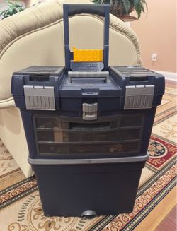 Keter Portable Toolbox with Wheels, Comfort  Grip and Drawers