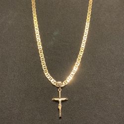 Gold Chain Mariner Link Necklace 24in 6mm 