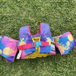Kids Inflatable Swim Vest with Arm Floaties Colorful Tie Dye Style