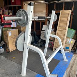 Full Olympic Weight Set – Rack, Bar, Plates (255 lbs) 