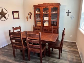 Rustic Dining Table & Hutch