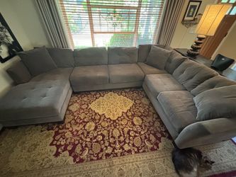 Large Gray U-Shaped Sectional Sofa
