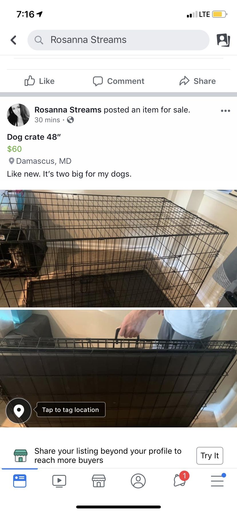 Dog crate 48 inches